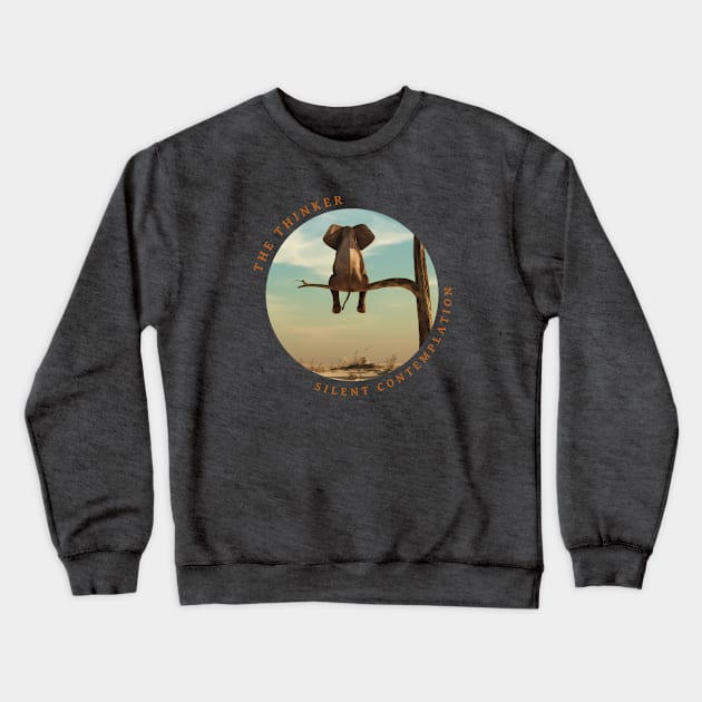Elephant – The Thinker, Silent Contemplation Crewneck Sweatshirt by Urban Gypsy Designs